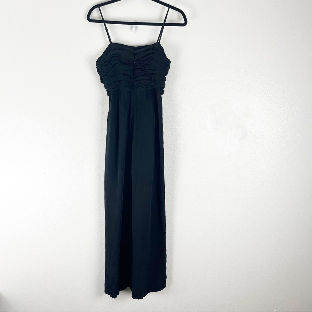 MADEWELL Black Ruched Crop Straight Leg Jumpsuit 6 Graduation Wedding Party Boho